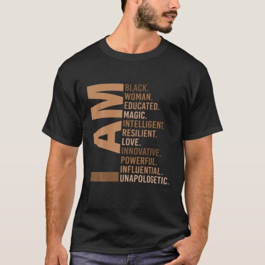 私は黒人の女性の教育を受けた魔法知性がある、ブラック Tシャツ (正面)