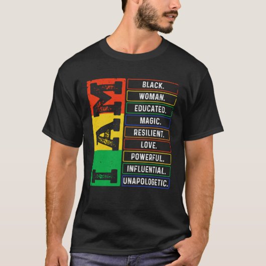私は黒人の女性はアフリカのメラニン・ブラックを教育した Tシャツ (正面)
