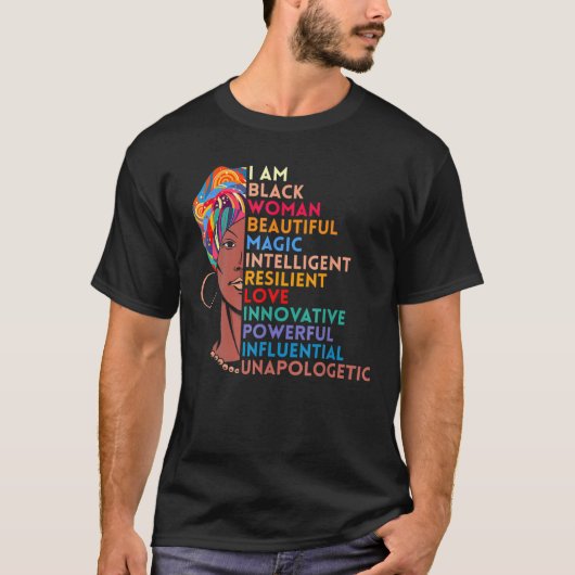 私は黒人の女性アフリカ系アメリカ人ブラックヒストリーMo Tシャツ (正面)