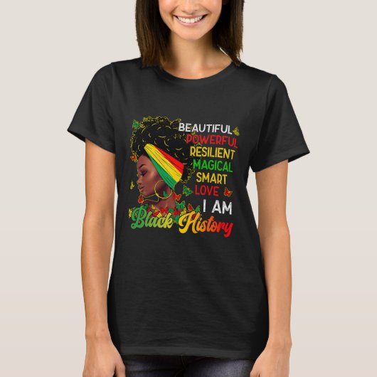 私は黒人の歴史の女性 黒人の歴史の月 記念 Tシャツ (正面)
