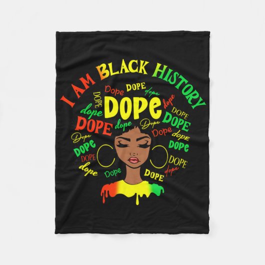 私は黒人の歴史を持つアフロの女性の薬 Juneteenth ブラック フリースブランケット (正面)