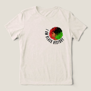 私は黒人の歴史パン・アフリカン・フラグ・アフロ女性赤 トライブレンドTシャツ
