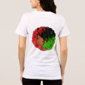 私は黒人の歴史パン・アフリカン・フラグ・アフロ女性赤 トライブレンドTシャツ (裏面)