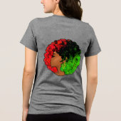 私は黒人の歴史パン・アフリカン・フラグ・アフロ女性赤 トライブレンドTシャツ (裏面)