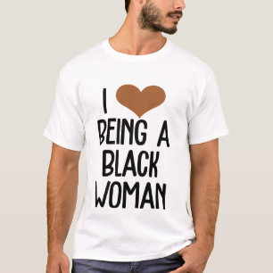 私は黒人女性が大好きですカワイイブラウンハートことわざ Tシャツ