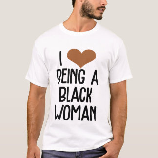 私は黒人女性が大好きですカワイイブラウンハートことわざ Tシャツ