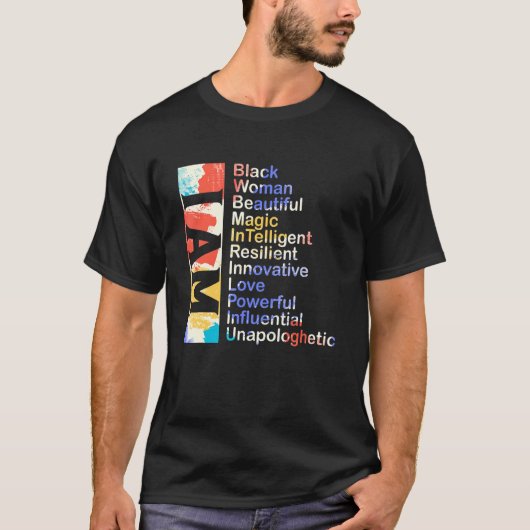 私は黒人女性の美しい魔法影響のあるウナポ Tシャツ (正面)