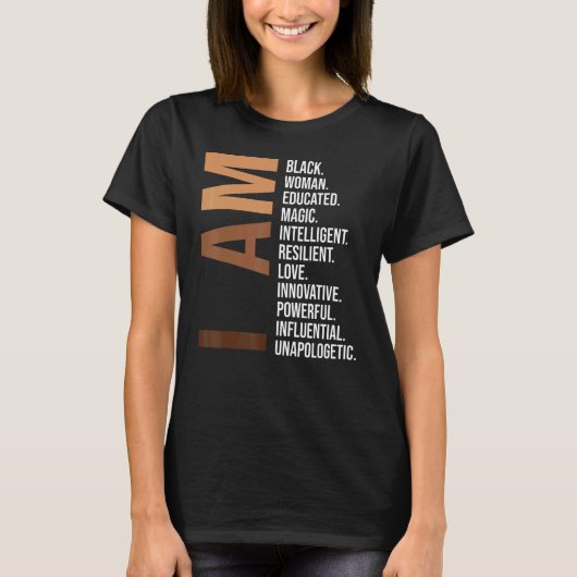 私は黒人女性の黒人歴史月歩きを教育された Tシャツ (正面)