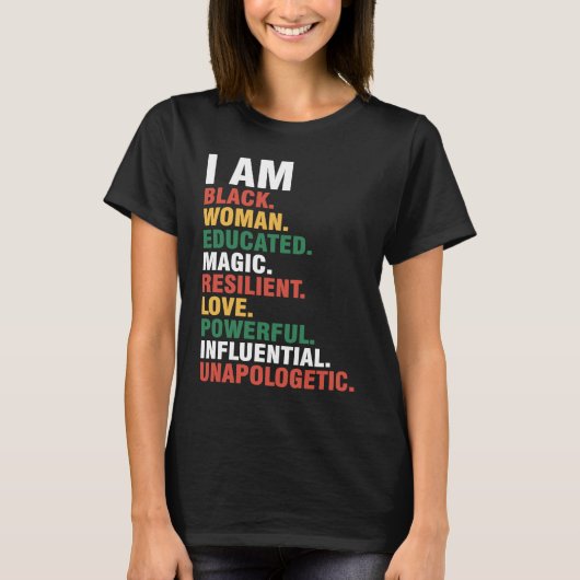 私は黒人女性の黒人歴史月間の教育Blac Tシャツ (正面)
