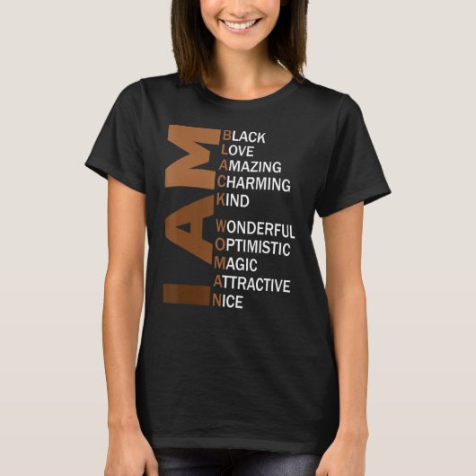私は黒人女性メラニンアフリカプライドブラックヒスト Tシャツ (正面)