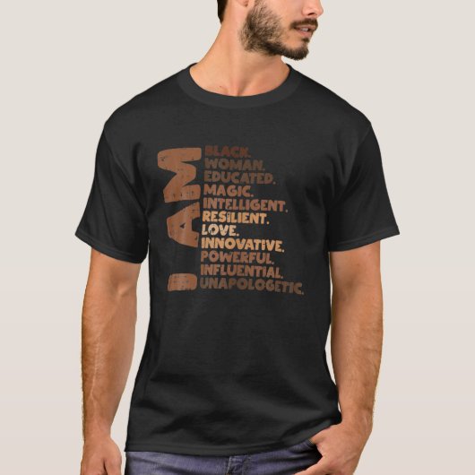私は黒人女性メラニン・アフリカプライド史BHM Tシャツ (正面)