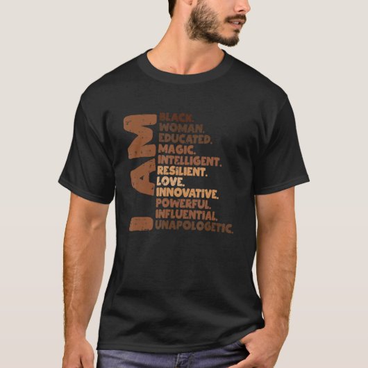 私は黒人女性メラニン・アフリカプライド史BHM Tシャツ (正面)