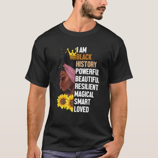 私は黒人歴史の力を持つ女性、女の子、ブラックヒスト Tシャツ (正面)