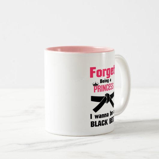 私は黒帯の空手テコンドーでありたいと思います ツートーンマグカップ (正面右)