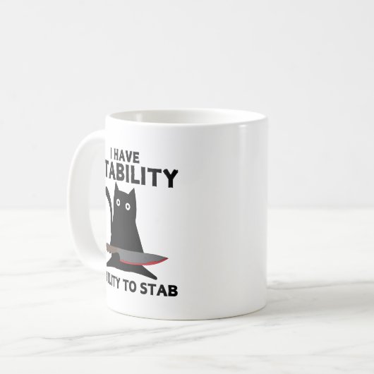 私は黒猫を刺す安定能おもしろい力がある コーヒーマグカップ (正面左)