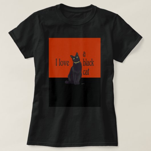 私は黒猫を愛します Tシャツ (デザイン正面)
