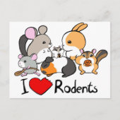 私は齧歯動物の可愛い漫画が大好きだ ポストカード (正面)