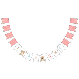 私は1つの写真の旗の最初誕生日のテディー・ベアです バンティングフラッグ