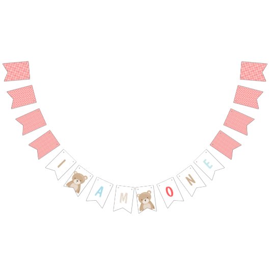 私は1つの写真の旗の最初誕生日のテディー・ベアです バンティングフラッグ (全)