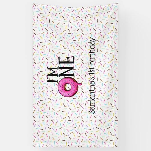 私は1人のドーナツ1歳の誕生日だ 横断幕 (縦)