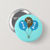 私は1個の第1誕生日の青い気球のギフトです 缶バッジ (正面&裏面)