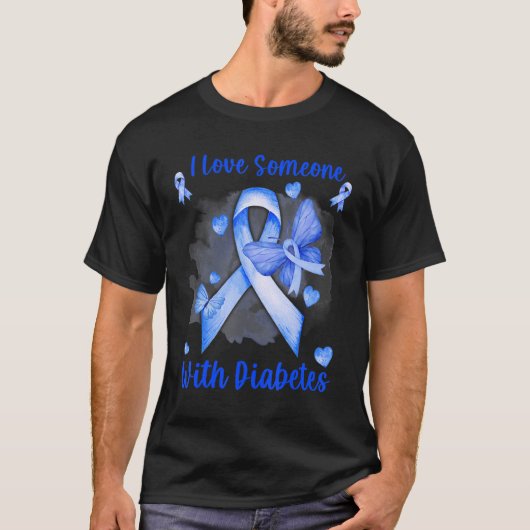 私は1型糖尿病バタフライリブを持つ人を愛している Tシャツ (正面)