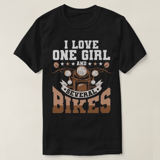 私は1女の子と数本のバイクを愛おもしろい- Motoバイクもしくは自転車に乗る人 Tシャツ (デザイン正面)