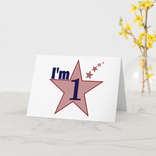 私は1才です(男の子の第1誕生会) カード (黄色い花)