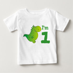 私は1枚のベビーの最初誕生日のTシャツ、かわいいドラゴンです ベビーTシャツ