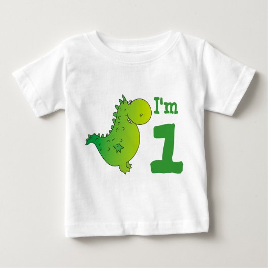 私は1枚のベビーの最初誕生日のTシャツ、かわいいドラゴンです ベビーTシャツ (正面)
