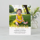 私は1枚の写真ミニマルモダンスシンプル誕生日 箔招待状 (立ち正面)