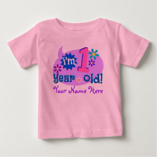 私は1歳です! (子供の名前と個人化して下さい) ベビーTシャツ