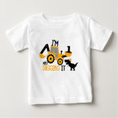 私は1歳で、それを掘る可愛いベビー誕生日恐竜 ベビーTシャツ (正面)