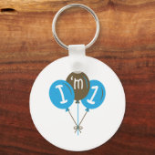 私は1歳の誕生日ブルーバルーンギフトだ キーホルダー (正面)
