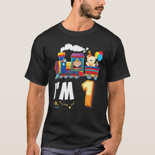 私は1歳の電車1st誕生日ハッピート素晴らしル tシャツ (正面)