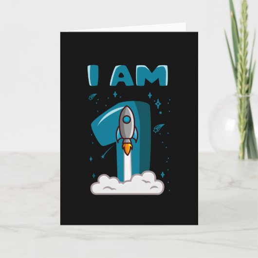 私は1歳1歳の誕生日幼児宇宙 カード (正面)