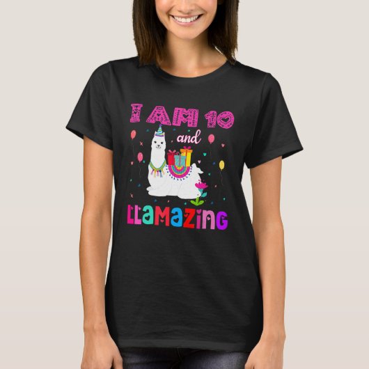 私は10歳で素晴らしいラマ Tシャツ (正面)