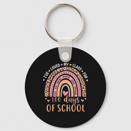 私は100の日スクールレインボーのために私のClを愛してい教える キーホルダー (正面)