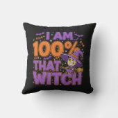 私は100%その魔女ハロウィンおもしろい クッション (裏面)
