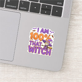 私は100%その魔女ハロウィンおもしろい シール