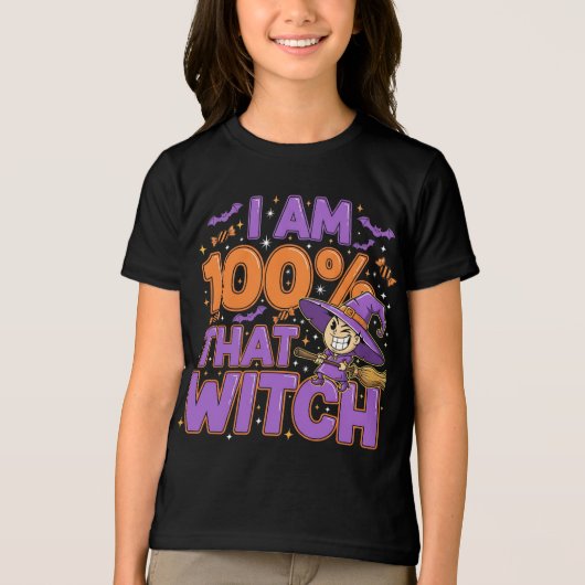 私は100%その魔女ハロウィンおもしろい トライブレンドＴシャツ (正面)