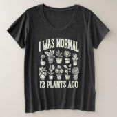 私は12年前は普通の植物だった プラスサイズTシャツ (デザイン正面)