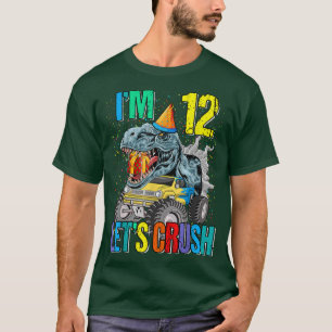 私は12 Let's Crash Monster Truck Dinosai Tシャツ