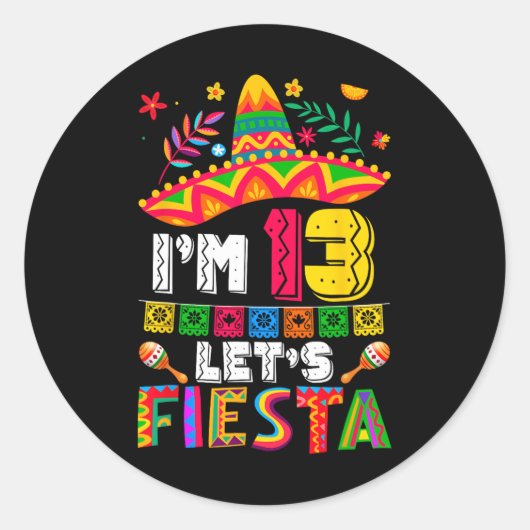 私は13歳Let's Fiesta 13誕生日メキシコ ラウンドシール (正面)