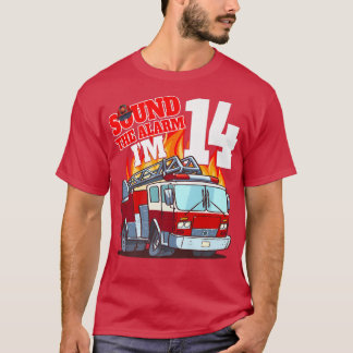 私は14消防士誕生日消防車14歳Fi Tシャツ