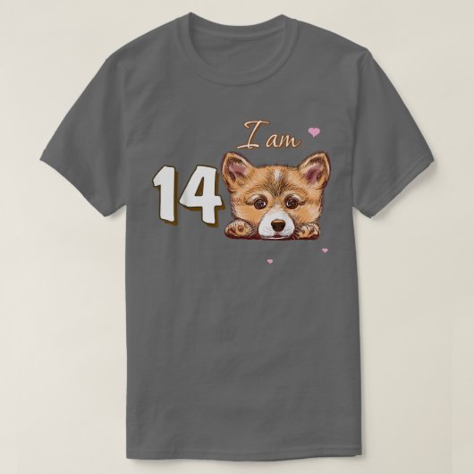 私は14 Corgiギフト14誕生日ファンギフト Tシャツ (デザイン正面)