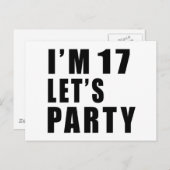私は17レッツパーティー インビテーションポストカード (正面/裏面)