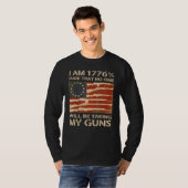 私は1776確かに誰も私の銃を持っていないアメリカ国旗V Tシャツ (正面フル)
