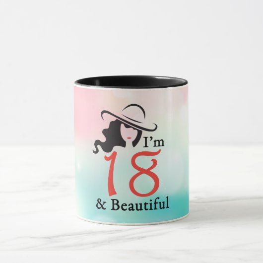 私は18才および美しいマグ- LRGです マグカップ (中央)