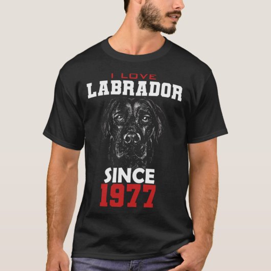 私は1977年からラブラドールが大好き Tシャツ (正面)
